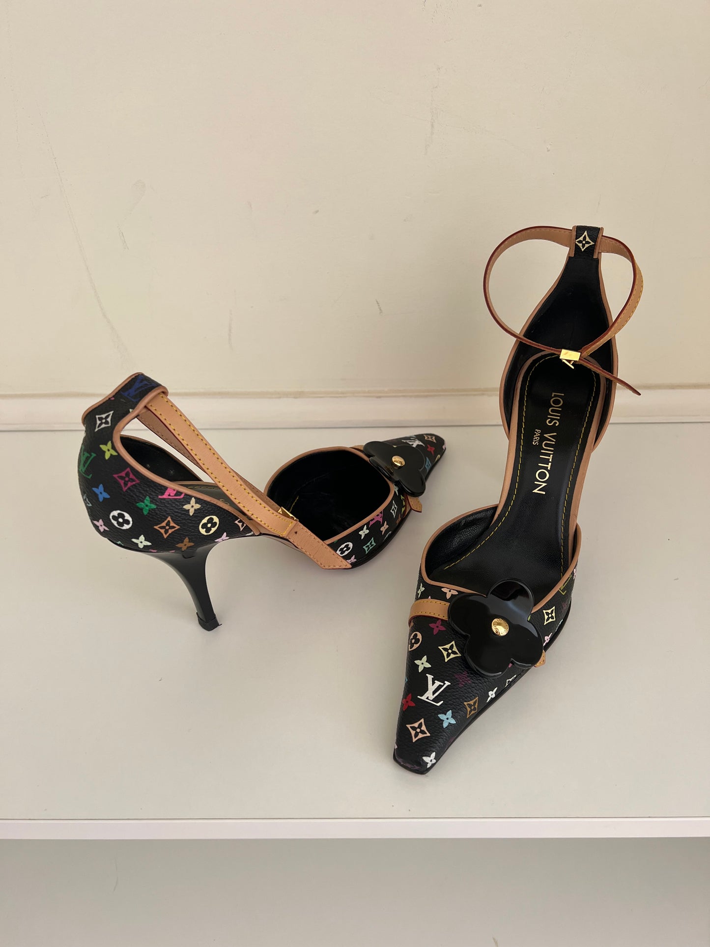 Louis Vuitton Vintage Black Colourful Monogram Heels