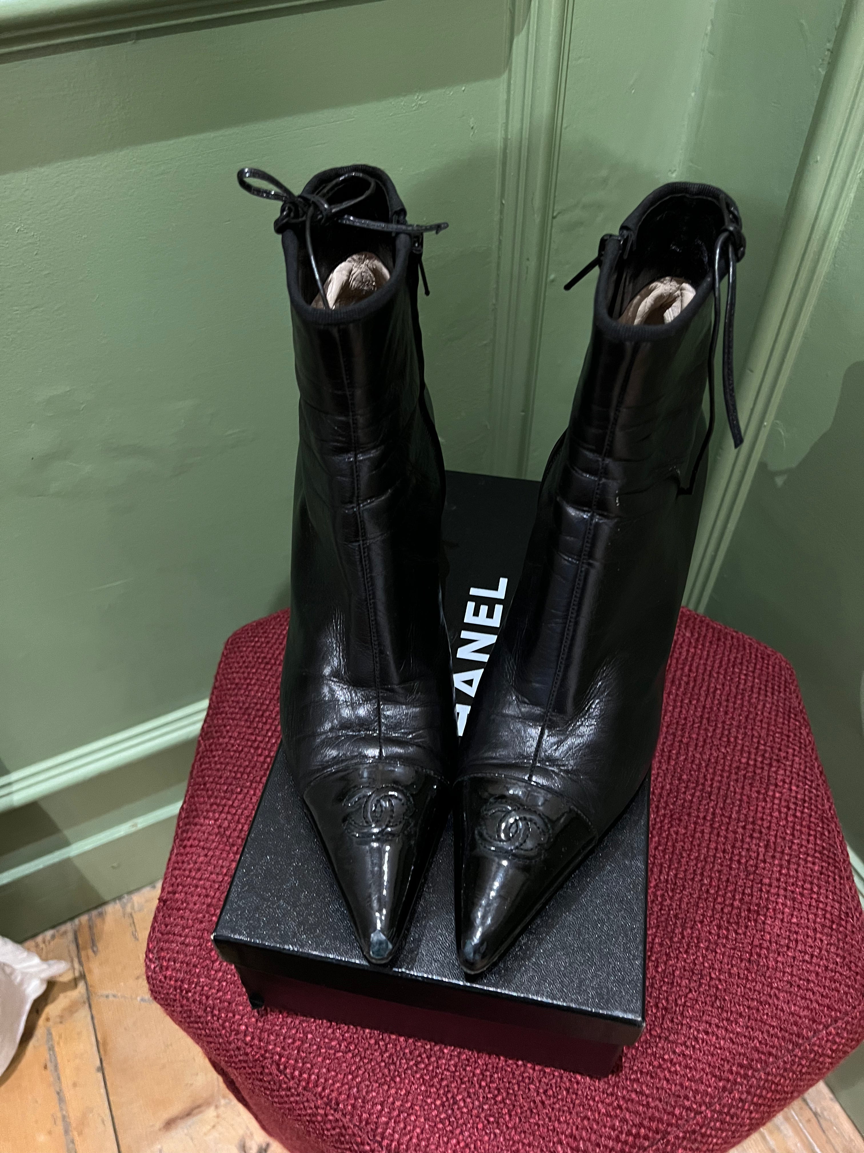 Chanel Vintage Ankle High Heel Boots ChezCharlene