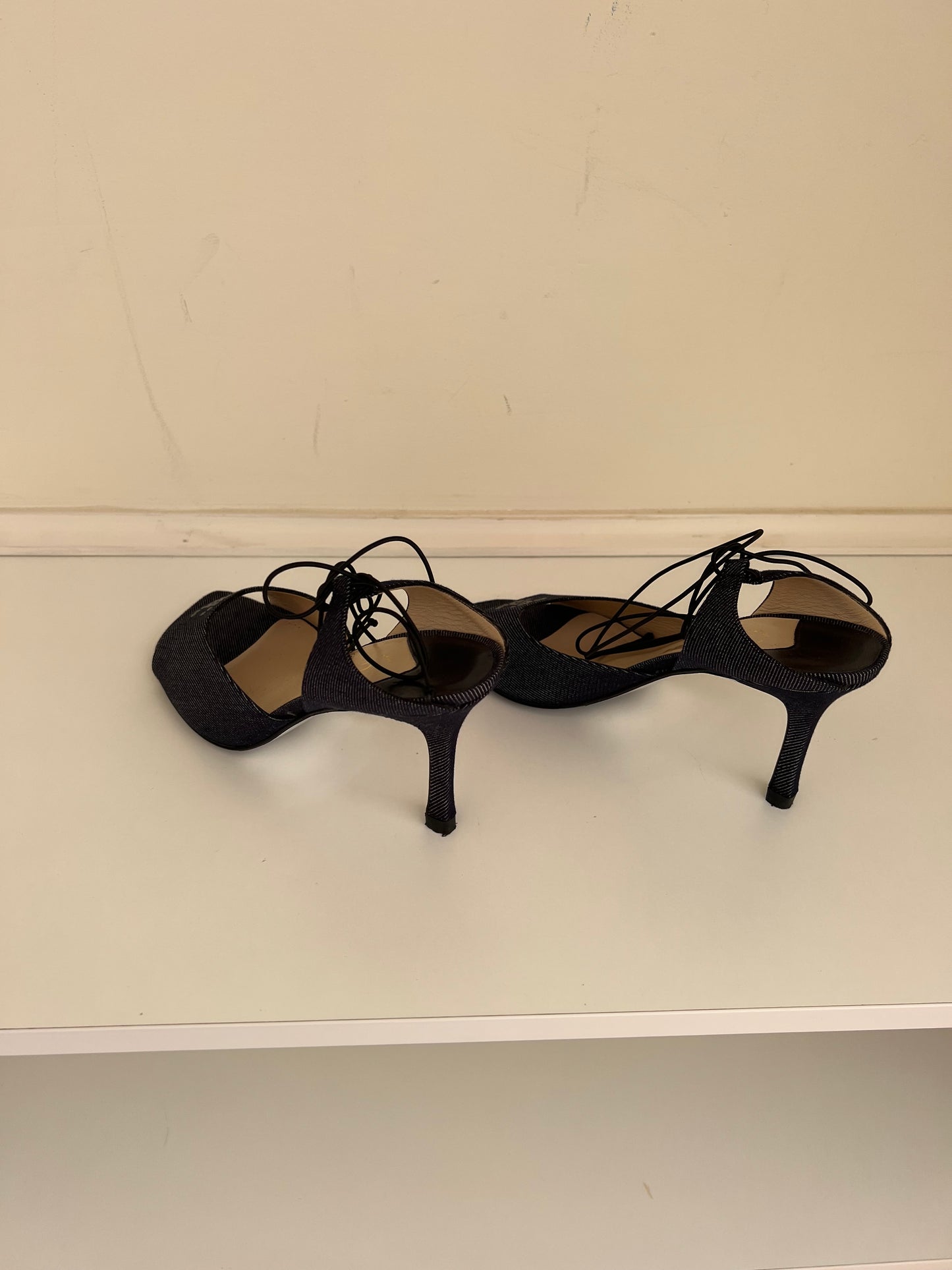 Vintage Chanel Denim Wrap Around Sandal Heels