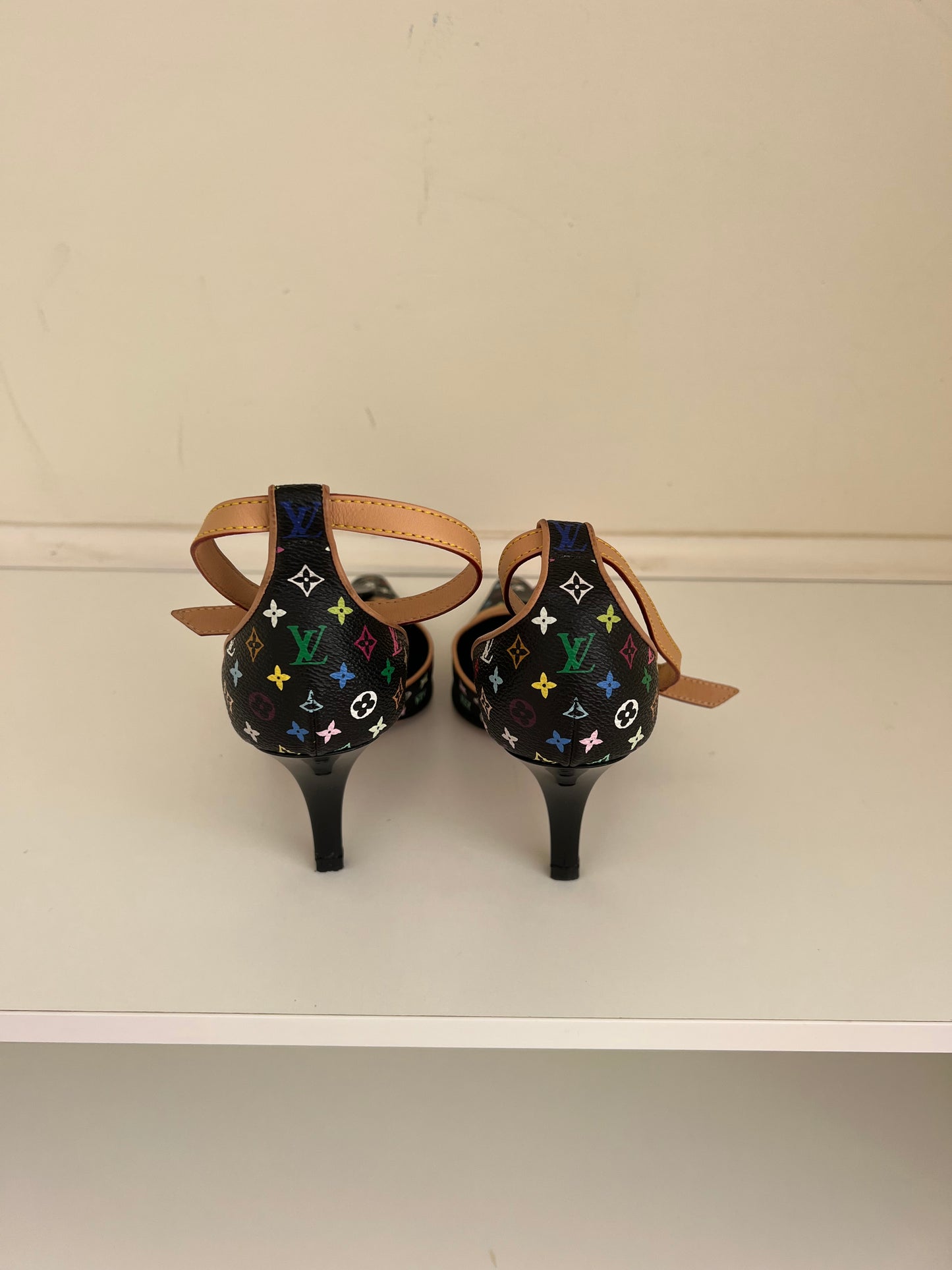 Louis Vuitton Vintage Black Colourful Monogram Heels