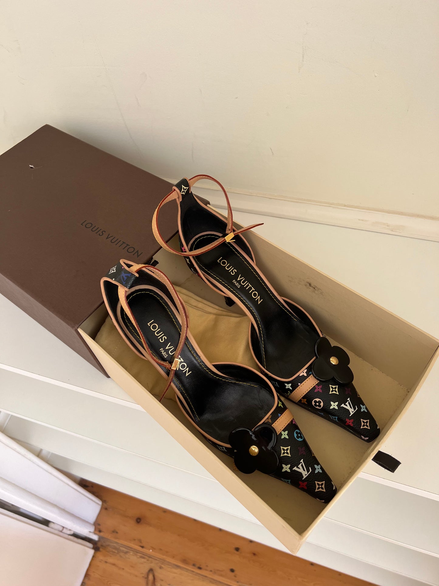 Louis Vuitton Vintage Black Colourful Monogram Heels