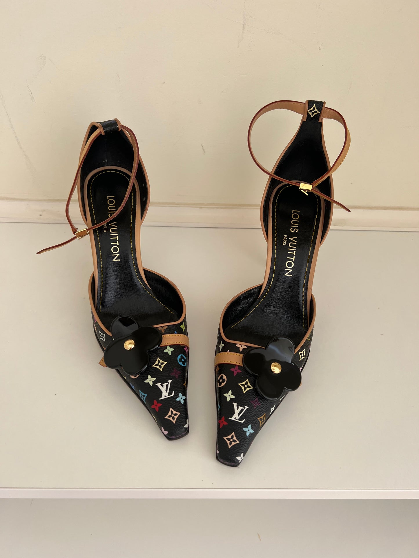 Louis Vuitton Vintage Black Colourful Monogram Heels