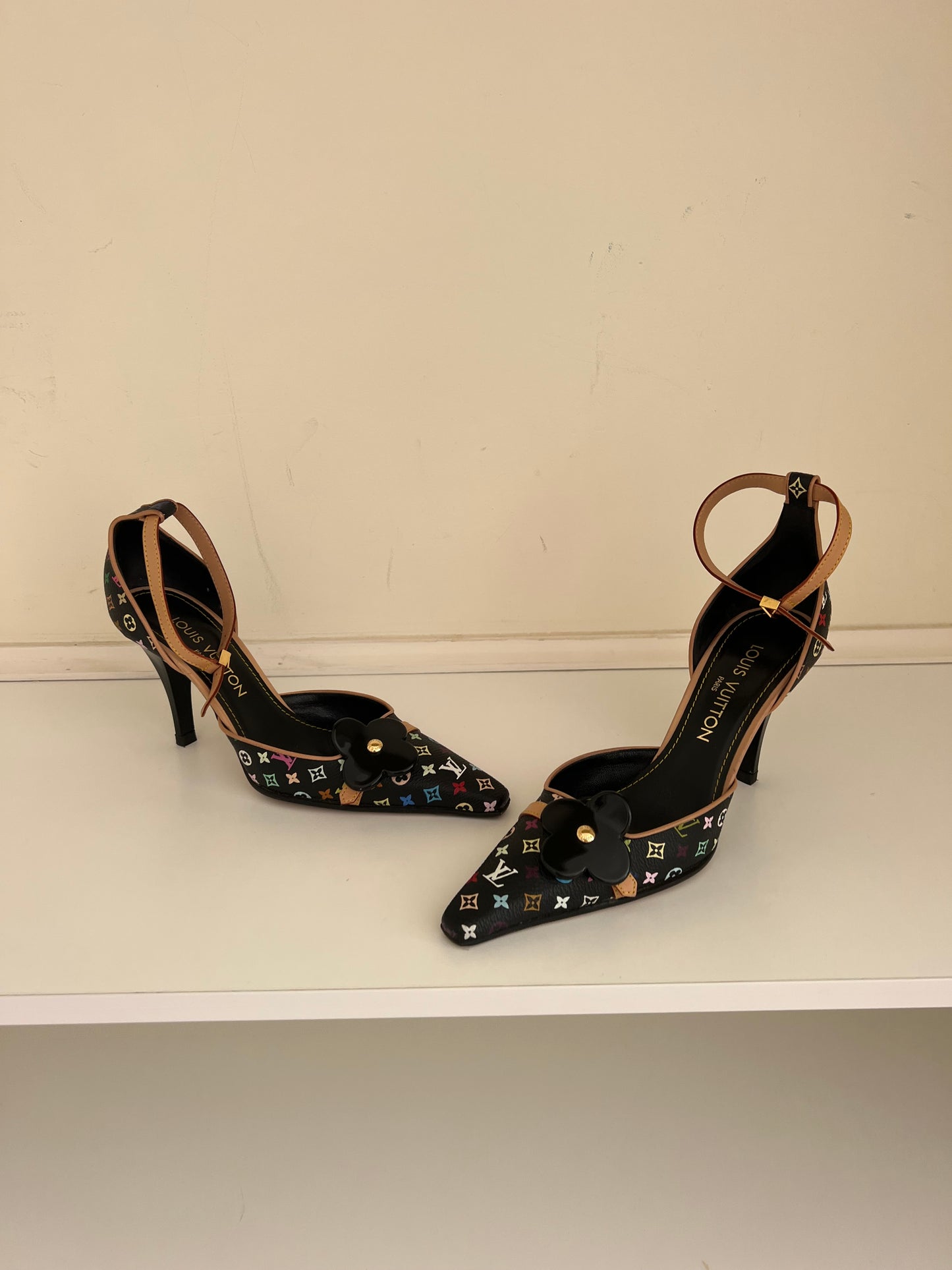 Louis Vuitton Vintage Black Colourful Monogram Heels