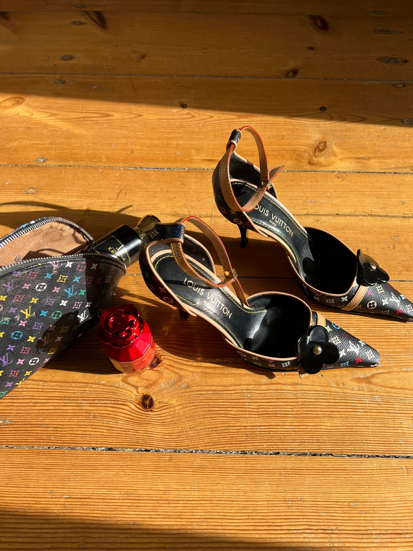 Louis Vuitton Vintage Black Colourful Monogram Heels
