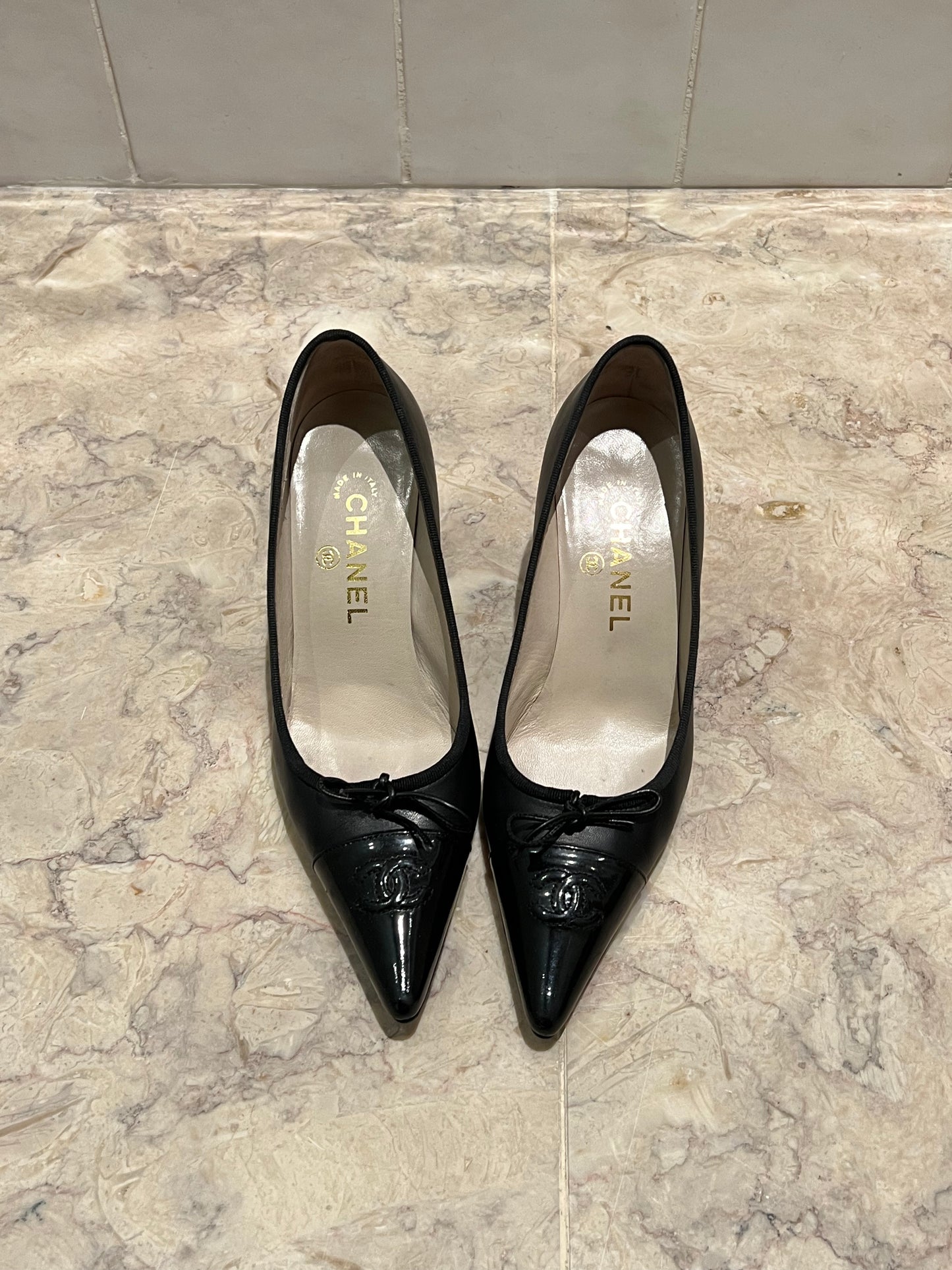 Vintage Chanel CC Black Heels