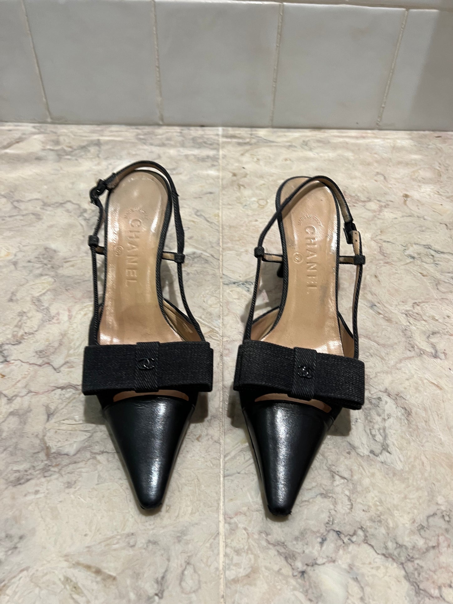 Chanel Vintage Bow Slingback’s