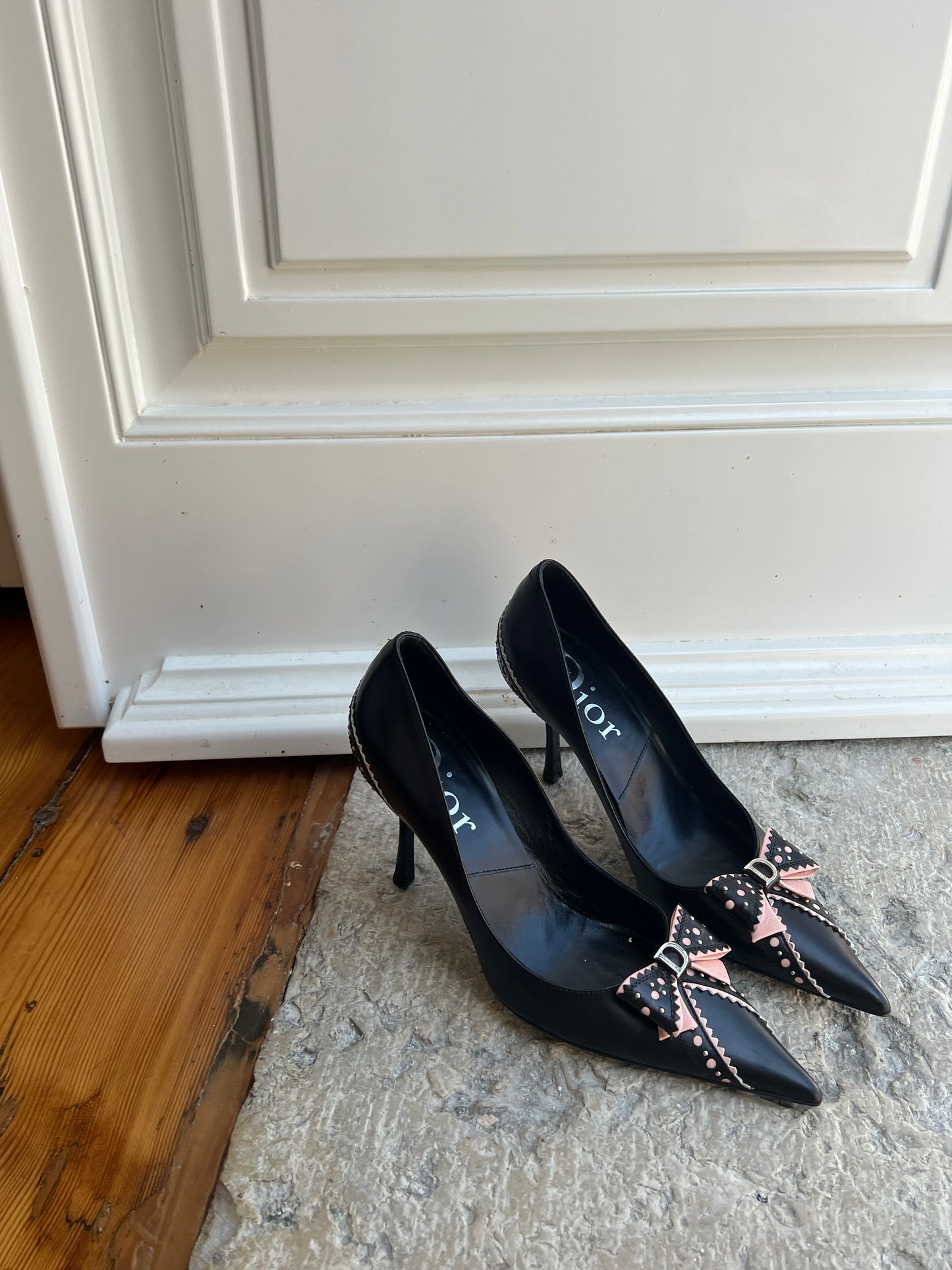 Black & Pink Bow Dior Heels