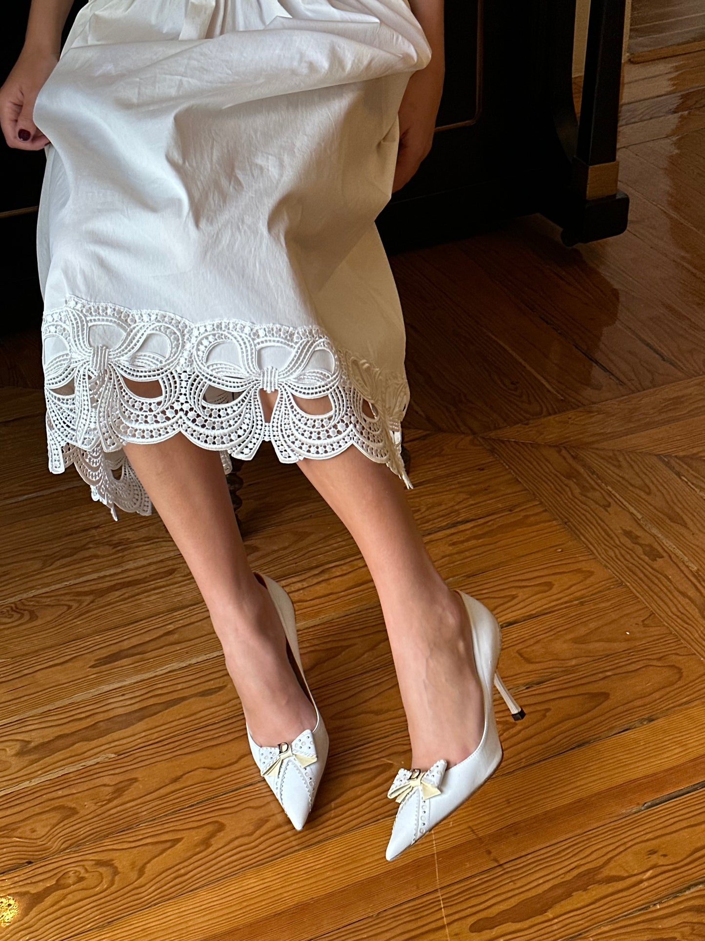 White/Cream Dior Bow Heels