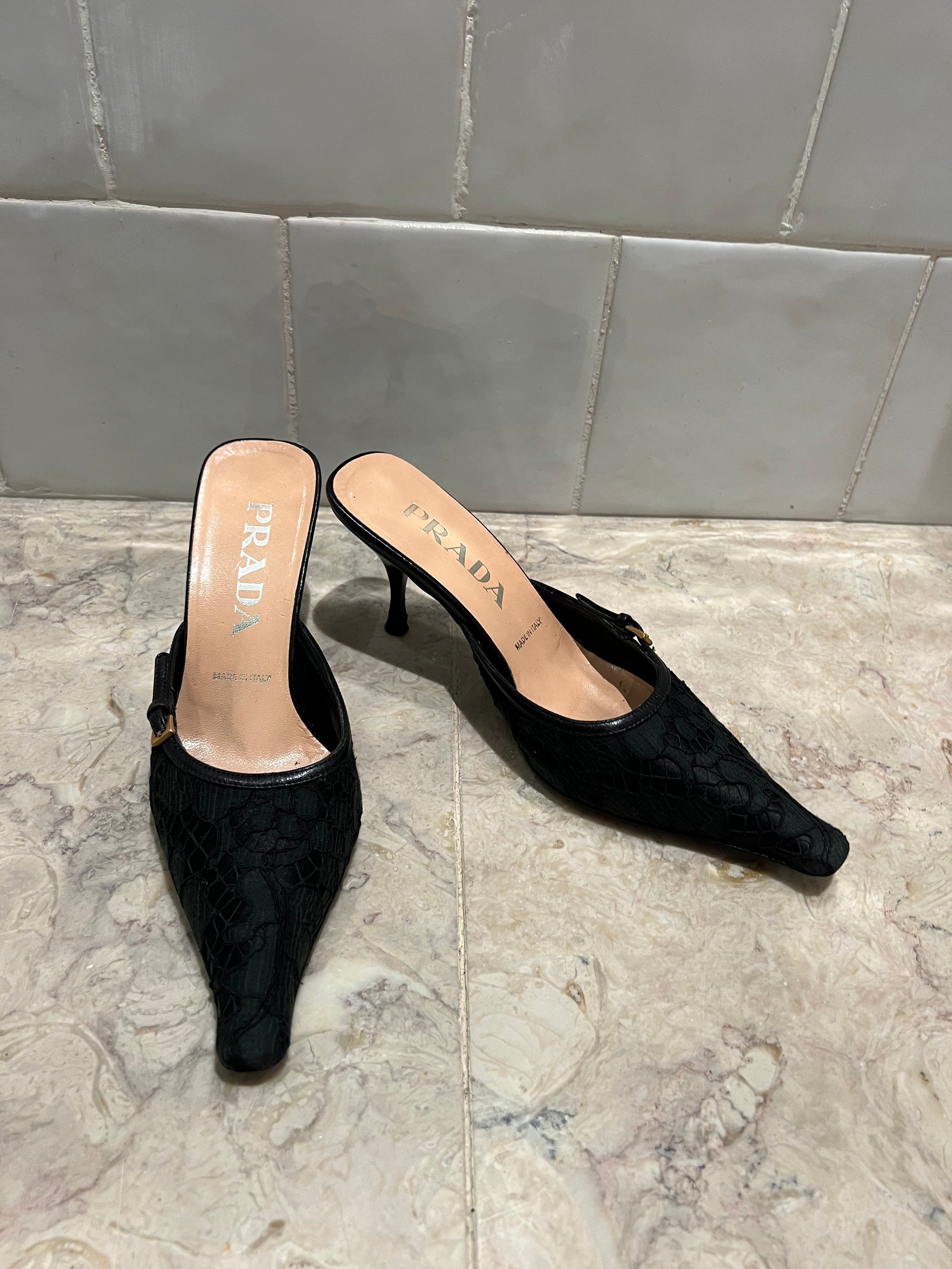 Prada kitten best sale heel mules