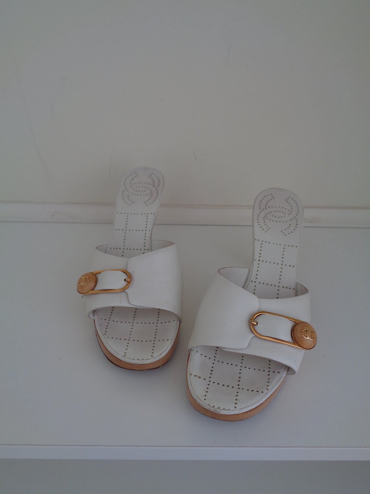 Chanel Vintage White Mules