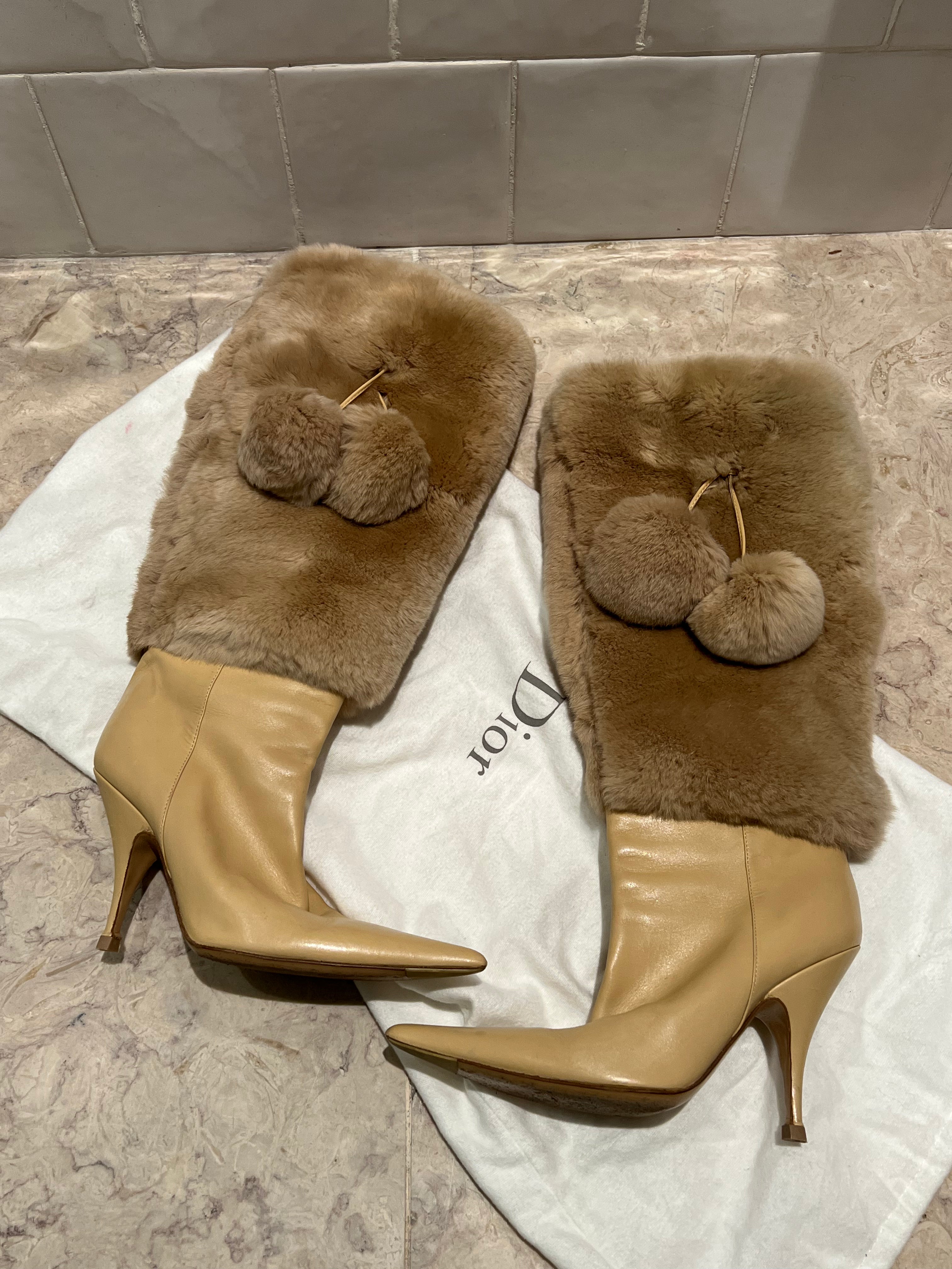 Dior Vintage Fur High Heel Boots ChezCharlene