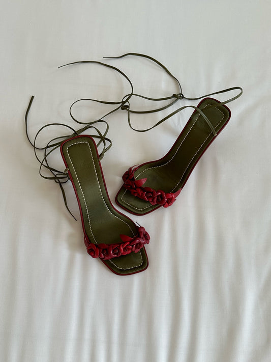 Valentino Garavani Romantic Rose Ankle Wrap Sandal Heels