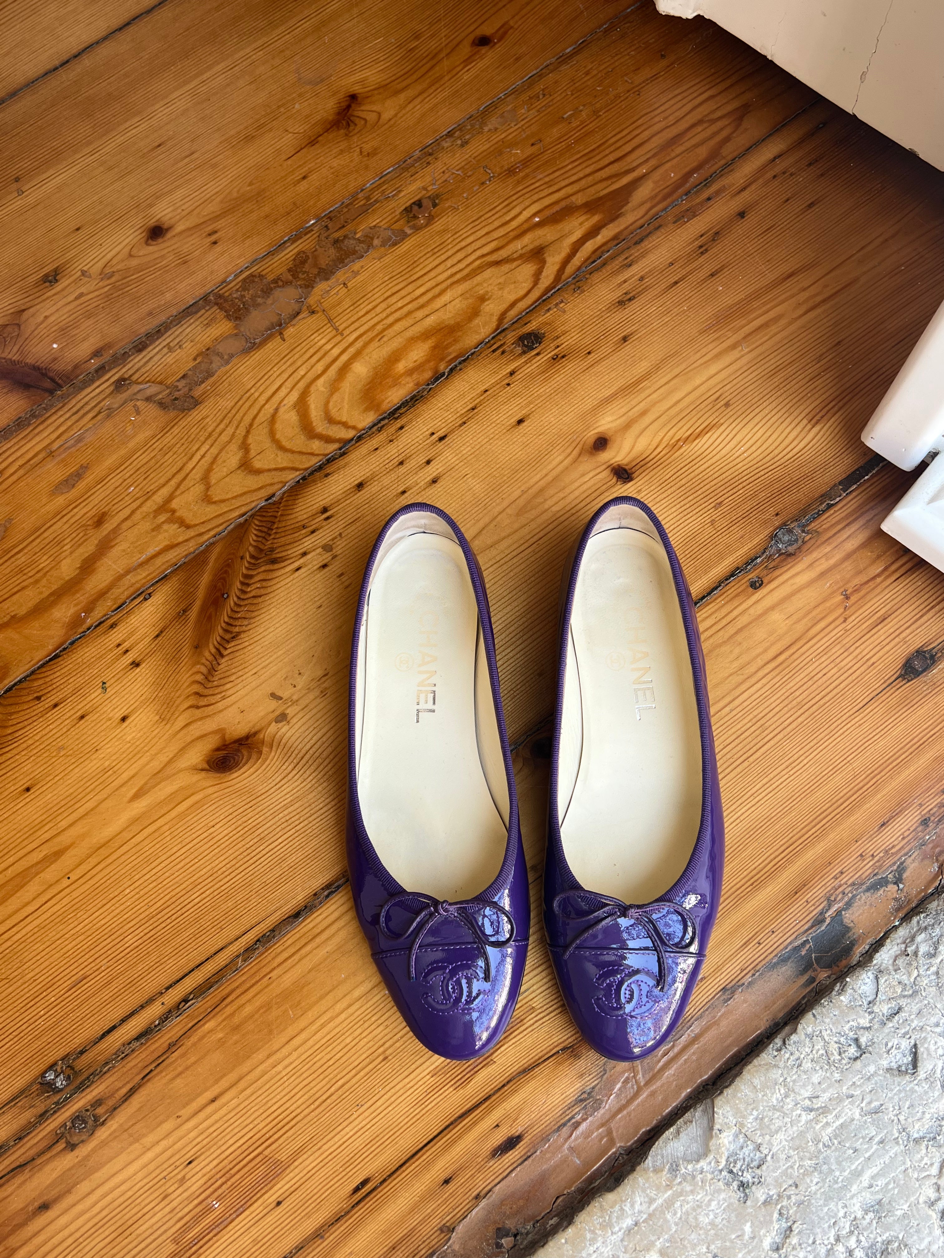 Chanel CC purple ballet flats ChezCharlene