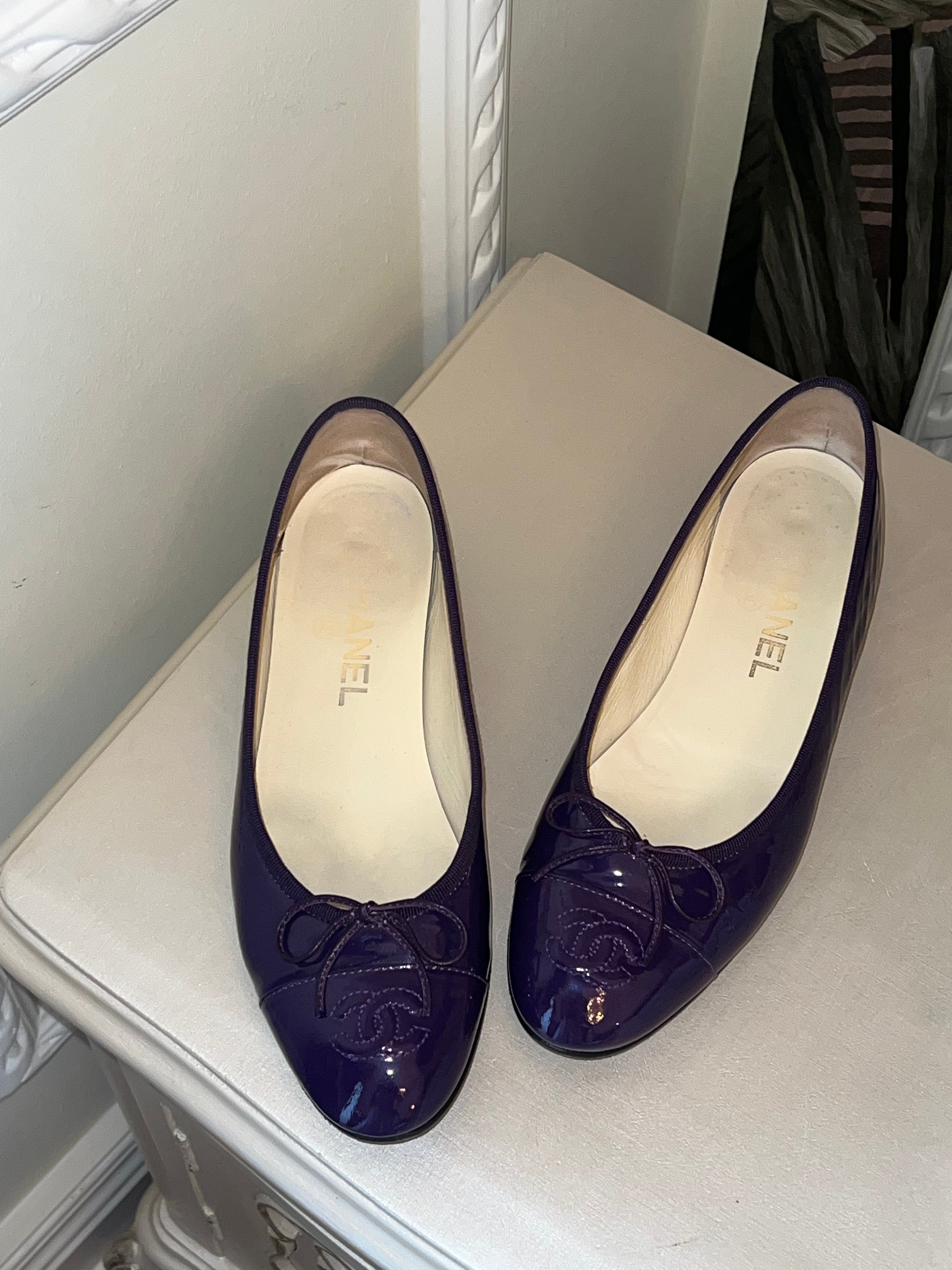 Chanel CC purple ballet flats ChezCharlene
