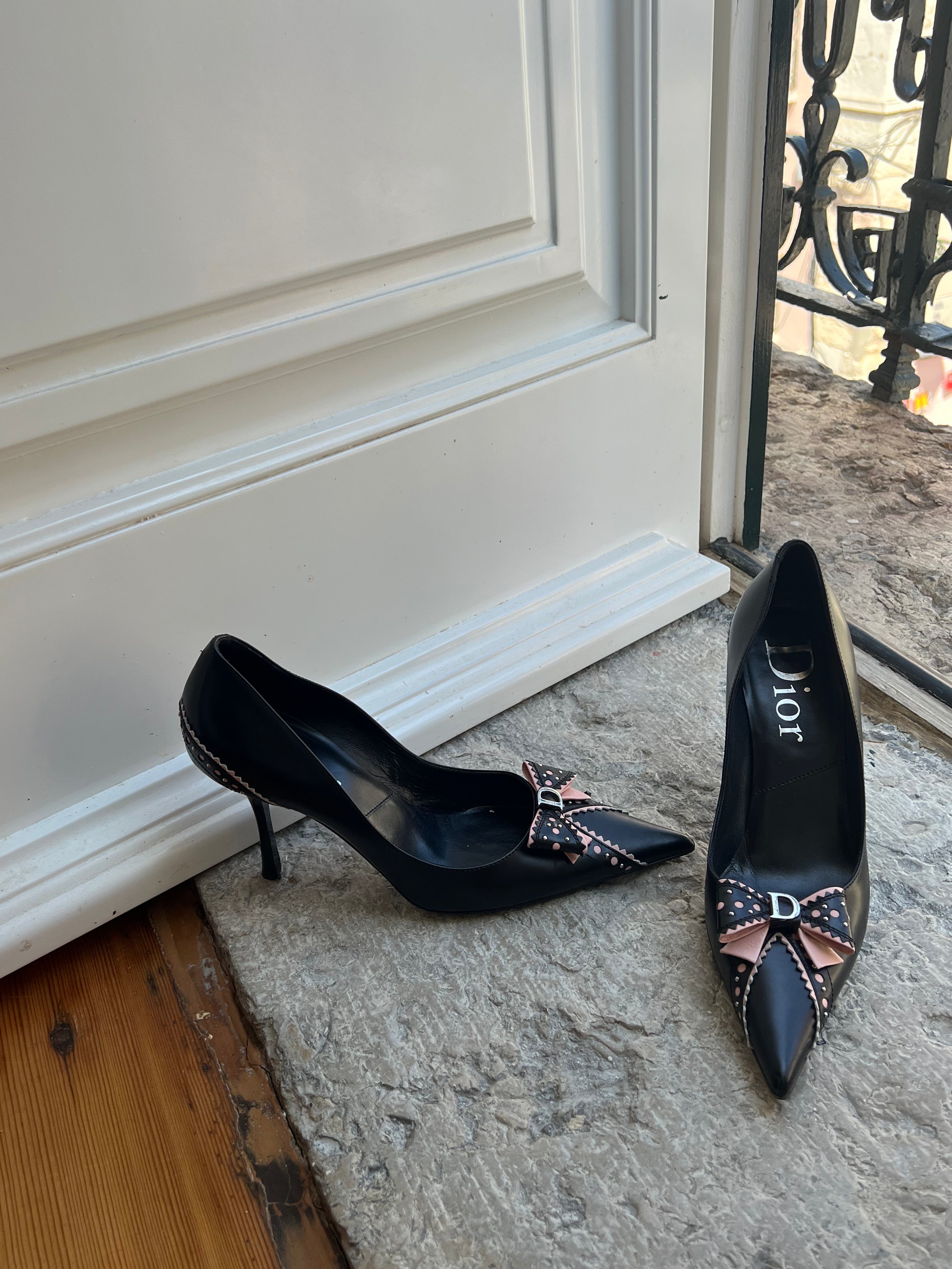 Black Pink Bow Dior Heels ChezCharlene